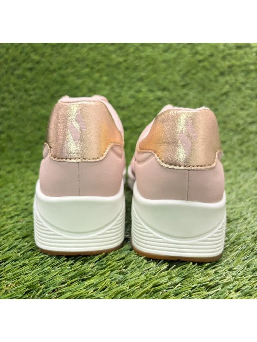 Skechers Uno Shimmer Away Womens Size 6.5 Pink White Running Shoes Sneakers